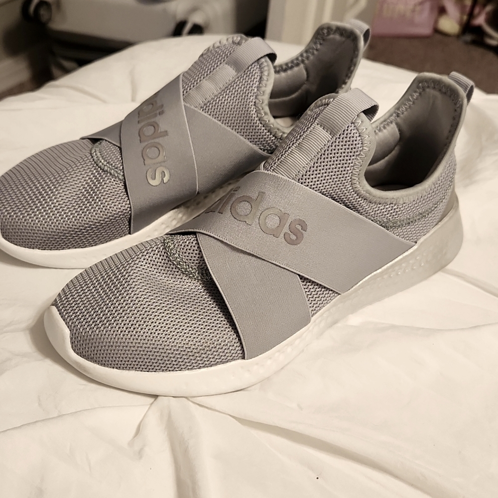 Gray Adidas women's slip on sneakers